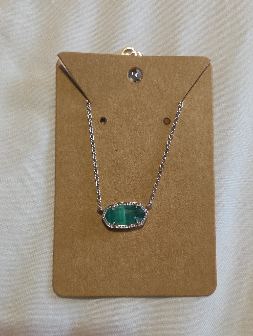 Kendra Scott Teal Oval Pendant Necklace with Silver Chain